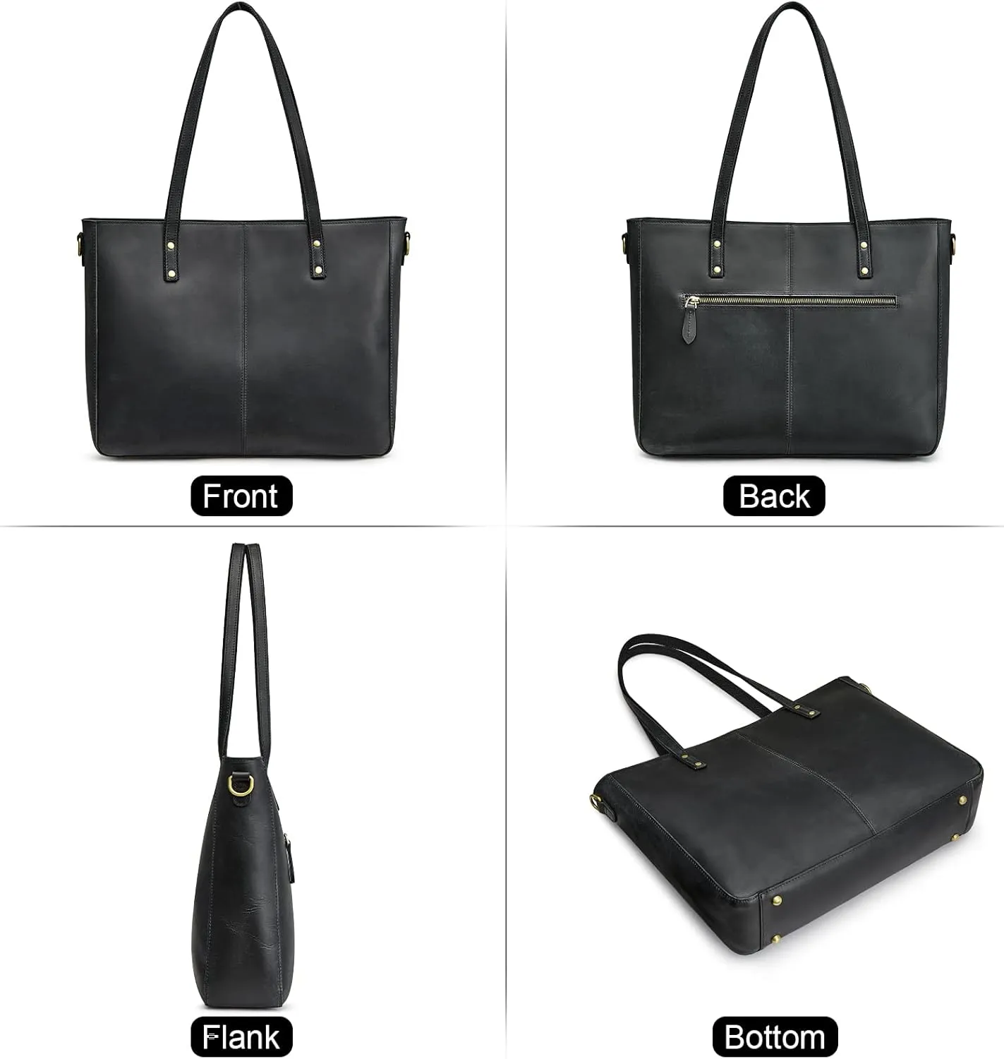 S-ZONE Genuine Leather Shoulder Tote Bag for Women Large Handbag Work Purse