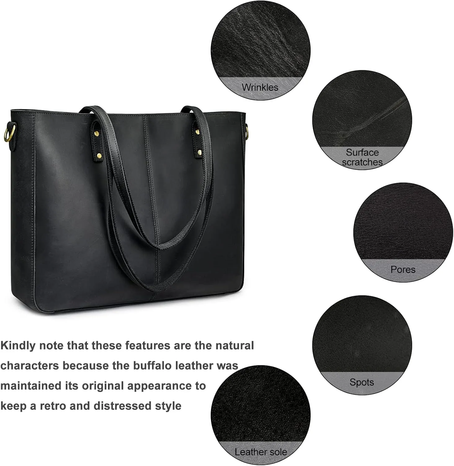 S-ZONE Genuine Leather Shoulder Tote Bag for Women Large Handbag Work Purse