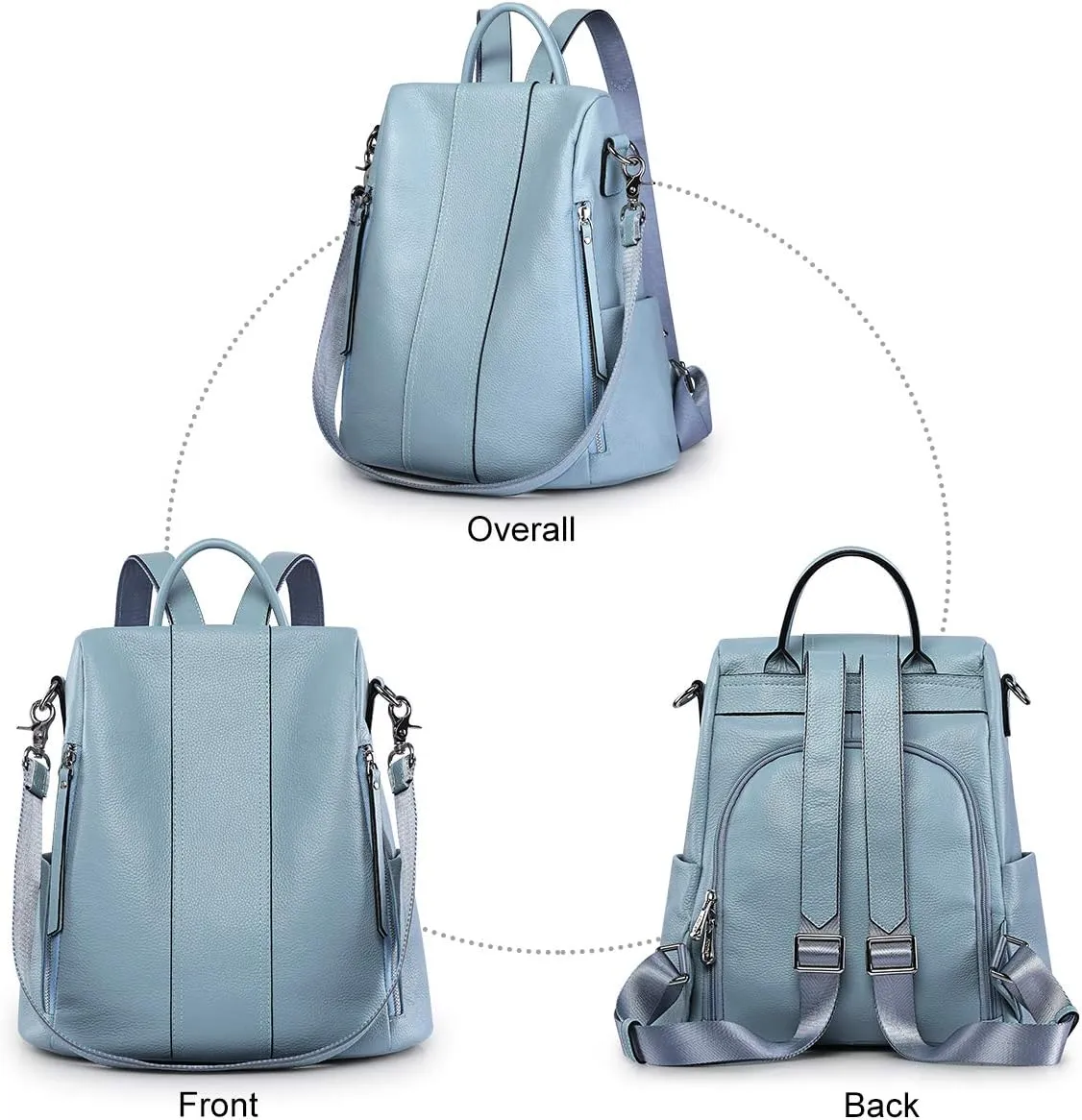 S-ZONE Leather Backpack Purses for Women Antitheft Rucksack Shoulder Bag Medium