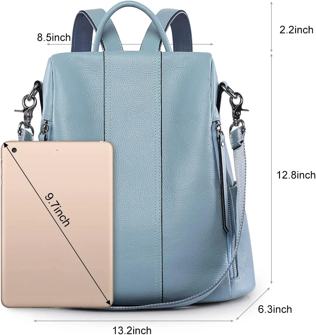 S-ZONE Leather Backpack Purses for Women Antitheft Rucksack Shoulder Bag Medium