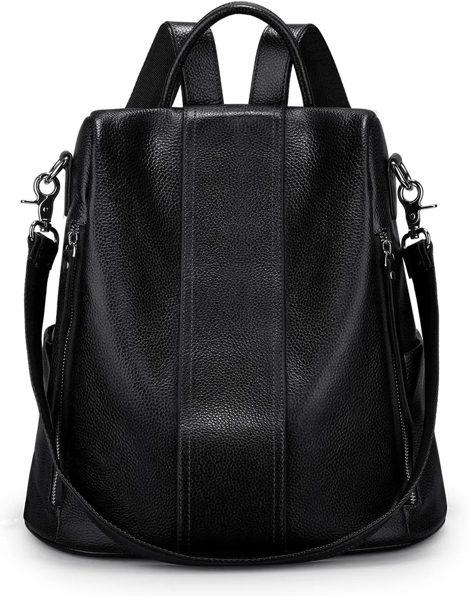 S-ZONE Leather Backpack Purses for Women Antitheft Rucksack Shoulder Bag Medium