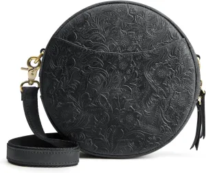 S-ZONE Leather Crossbody Bags for Women Trendy Circle Cross Body Shoulder Bag Designer Round Purses