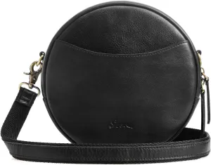S-ZONE Leather Crossbody Bags for Women Trendy Circle Cross Body Shoulder Bag Designer Round Purses
