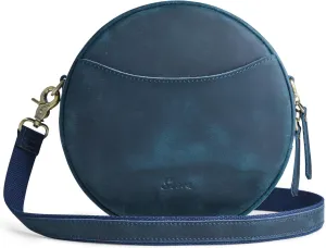 S-ZONE Leather Crossbody Bags for Women Trendy Circle Cross Body Shoulder Bag Designer Round Purses