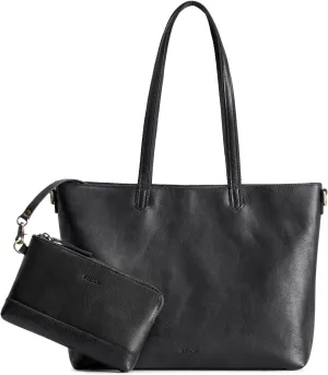 S-ZONE Leather Tote Bag for Women Large Shoulder Bag Work Top Handle Handbag Satchel Purse 2Pcs Set