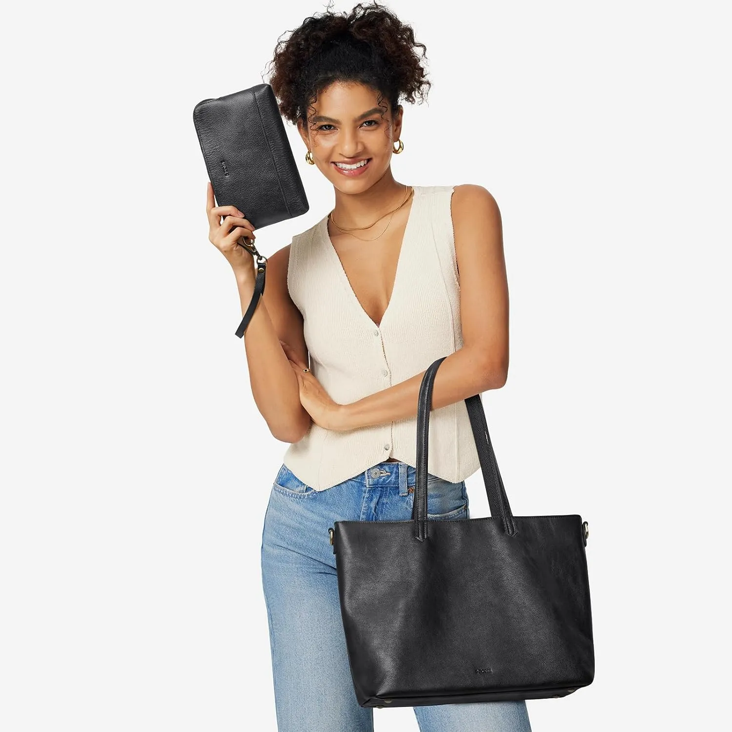 S-ZONE Leather Tote Bag for Women Large Shoulder Bag Work Top Handle Handbag Satchel Purse 2Pcs Set