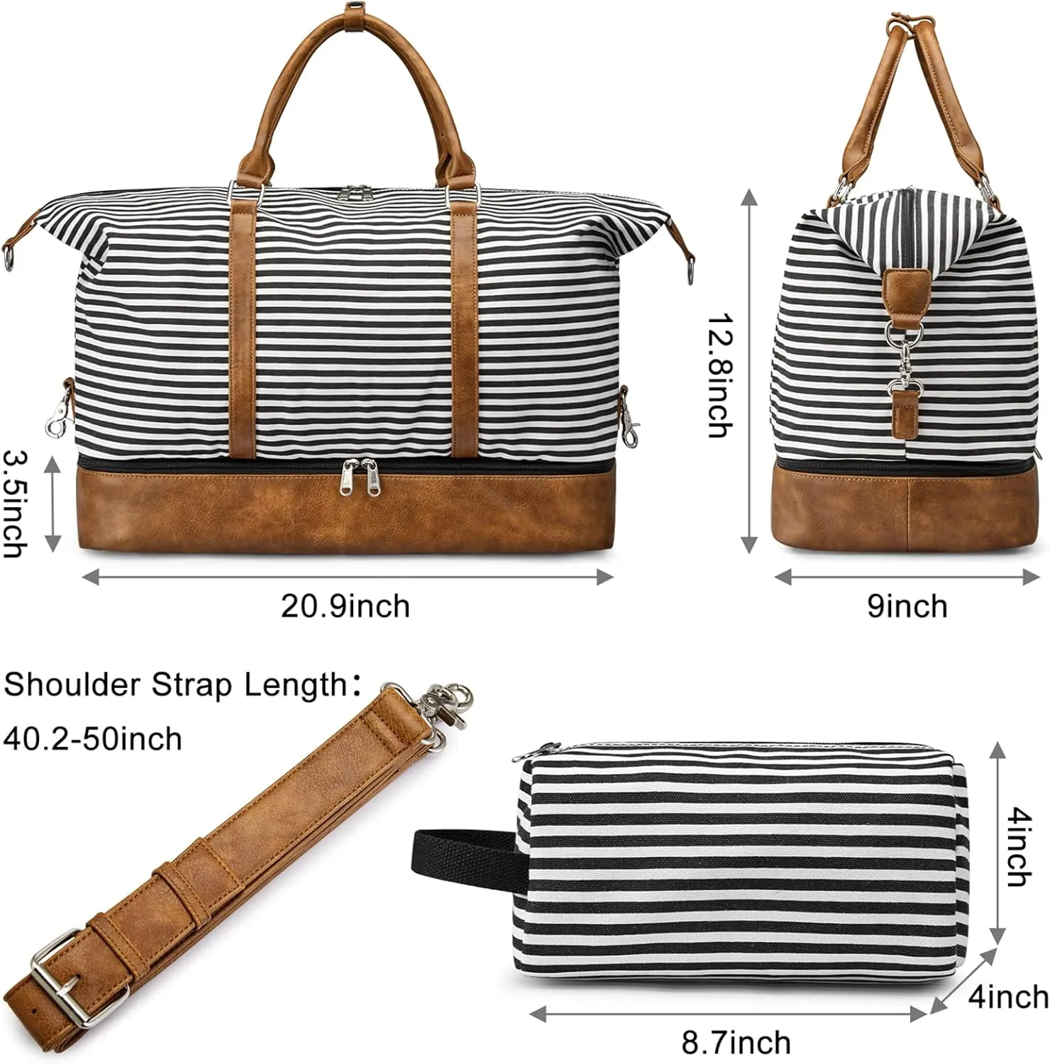 S-ZONE Weekender Bags for Women and Men Travel Duffel Bags with Shoe Compartment Overnight Carry on Duffle Tote Bag