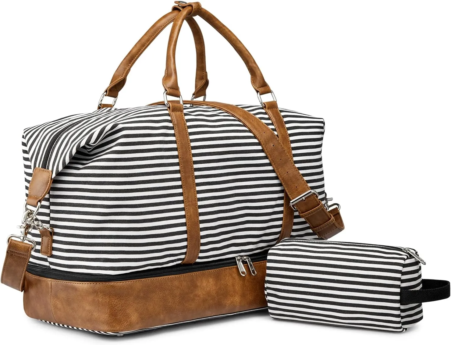 S-ZONE Weekender Bags for Women and Men Travel Duffel Bags with Shoe Compartment Overnight Carry on Duffle Tote Bag