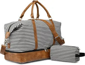 S-ZONE Weekender Bags for Women and Men Travel Duffel Bags with Shoe Compartment Overnight Carry on Duffle Tote Bag