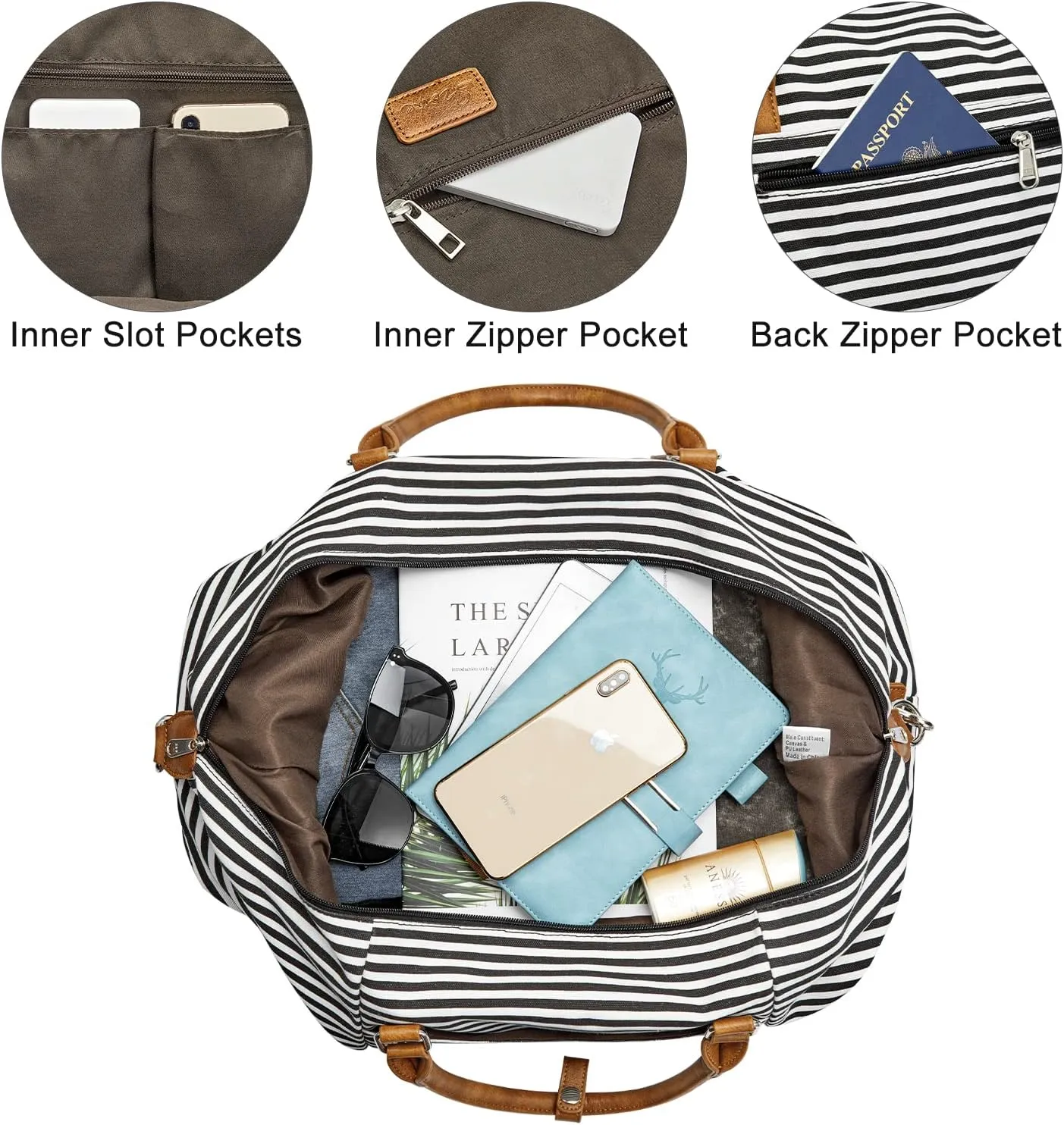S-ZONE Weekender Bags for Women and Men Travel Duffel Bags with Shoe Compartment Overnight Carry on Duffle Tote Bag