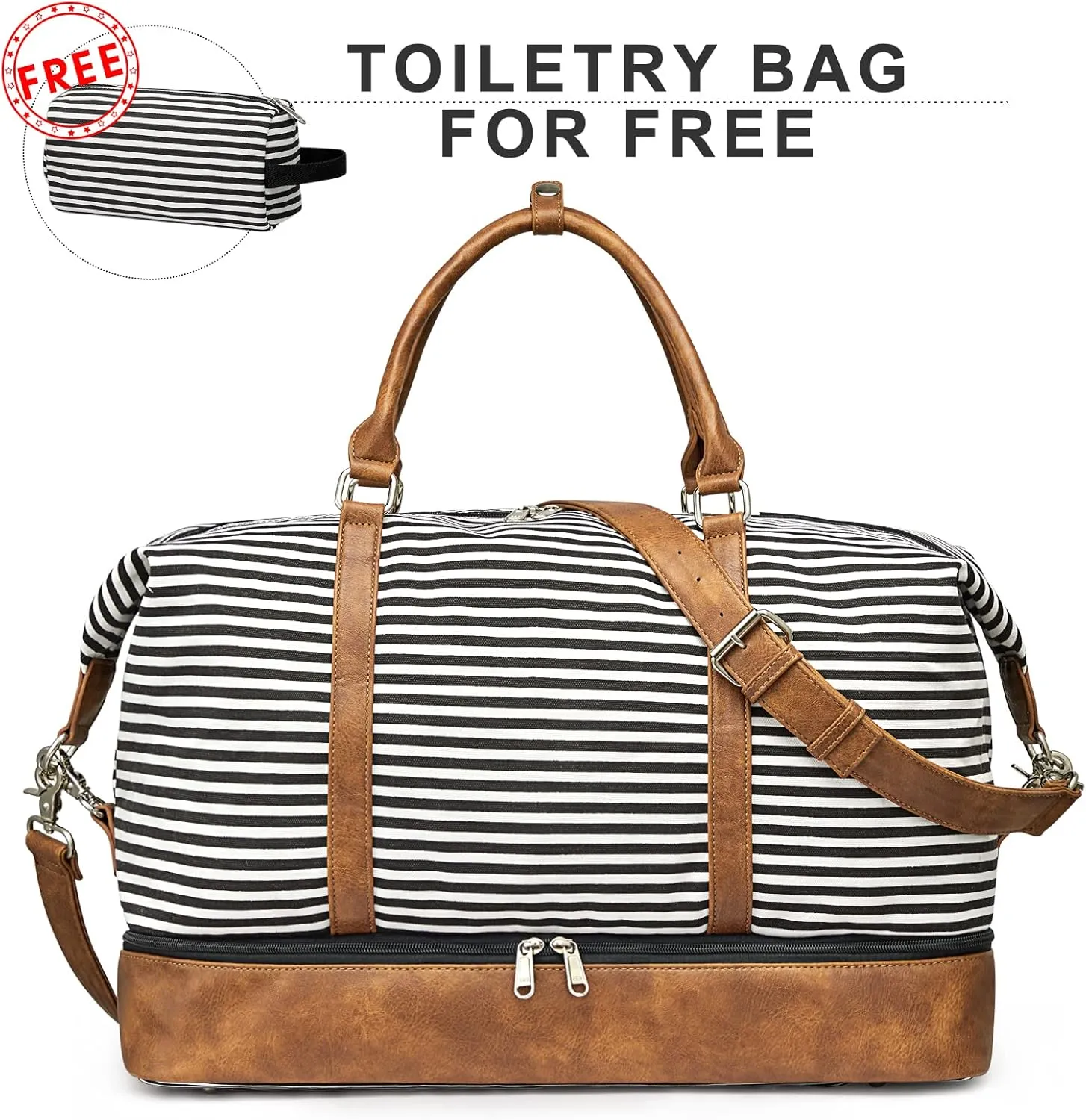 S-ZONE Weekender Bags for Women and Men Travel Duffel Bags with Shoe Compartment Overnight Carry on Duffle Tote Bag