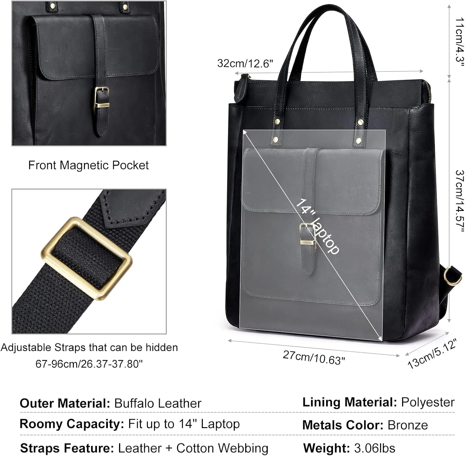 S-ZONE Women Genuine Leather Backpack Purse Retro Top-handle Bags Vintage Totes