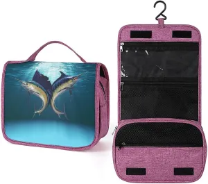 Sailfish and Marlin Makeup Bag Travel Toiletry Bag Waterproof Cosmetic Bag with Portable Hook Handbag, style, 20240328