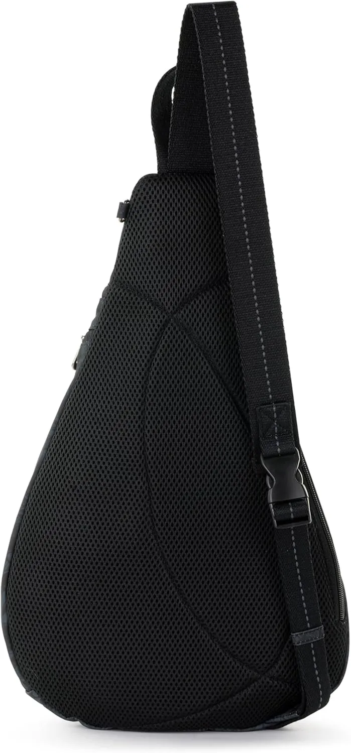 Sakroots On The Go Large Sling Backpack in Eco-Twill, Convertible Crossbody Bag, Black Spirit Desert