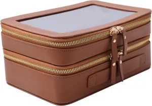 SANHECUN Clear Travel Toiletry bag Toiletry Case Carry on Travel Accessories Bag Makeup Bag (Brown, SHC-TL-2)