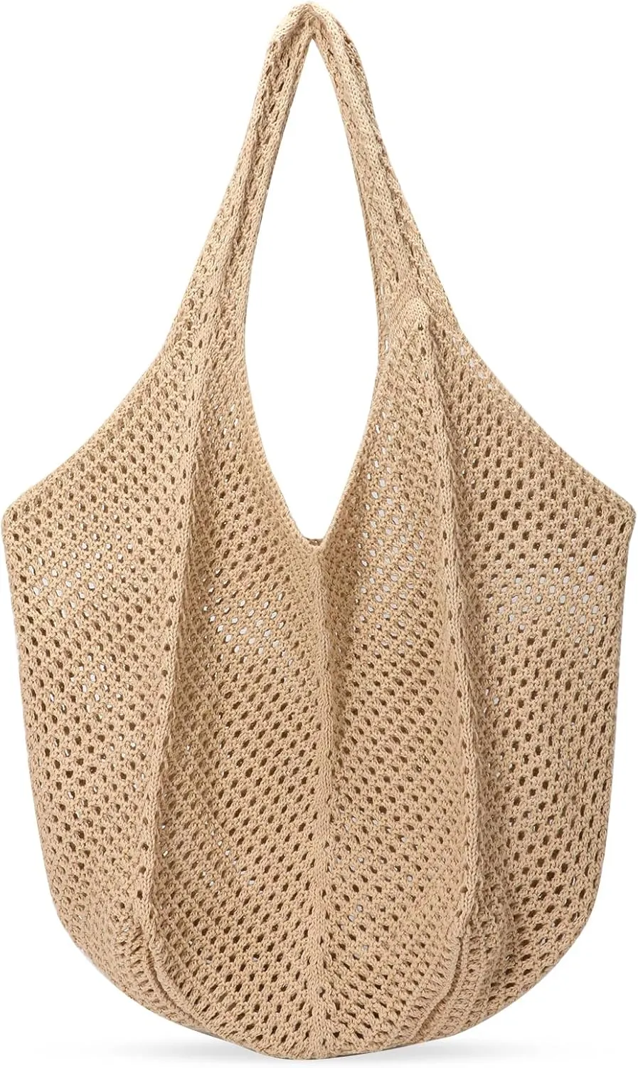 SANSTHS Crochet Mesh Beach Tote Bag Retro Hobo Knitted Bag Woven Tote Summer Shoulder Bag for Women