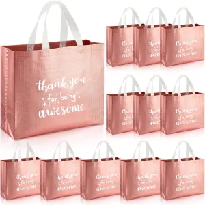 Sanwuta 12 Pcs Teacher Appreciation Gift Employee Volunteer Appreciation Bag for Administrative Assistant Thank You for Being Awesome Gift for Nurse Graduation Coworker Staff(Rose Gold)