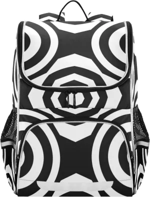 Schoolbag Large Bookbag Geometric Circles and Hexagons Backpacks Laptop Backpack for Kindergarten Elementry Middle School Student College Adult Backpack