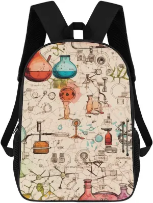 Science Chemical Knowledge 17 Inch Shoulder Backpack Casual Laptop Bag Travel Daypack for Office School