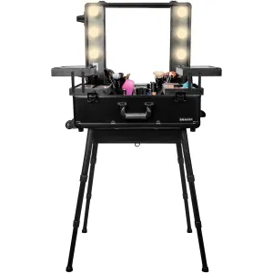 SHANY Studio ToGo Wheeled Trolley Makeup Case & Organizer with Light - BLACK