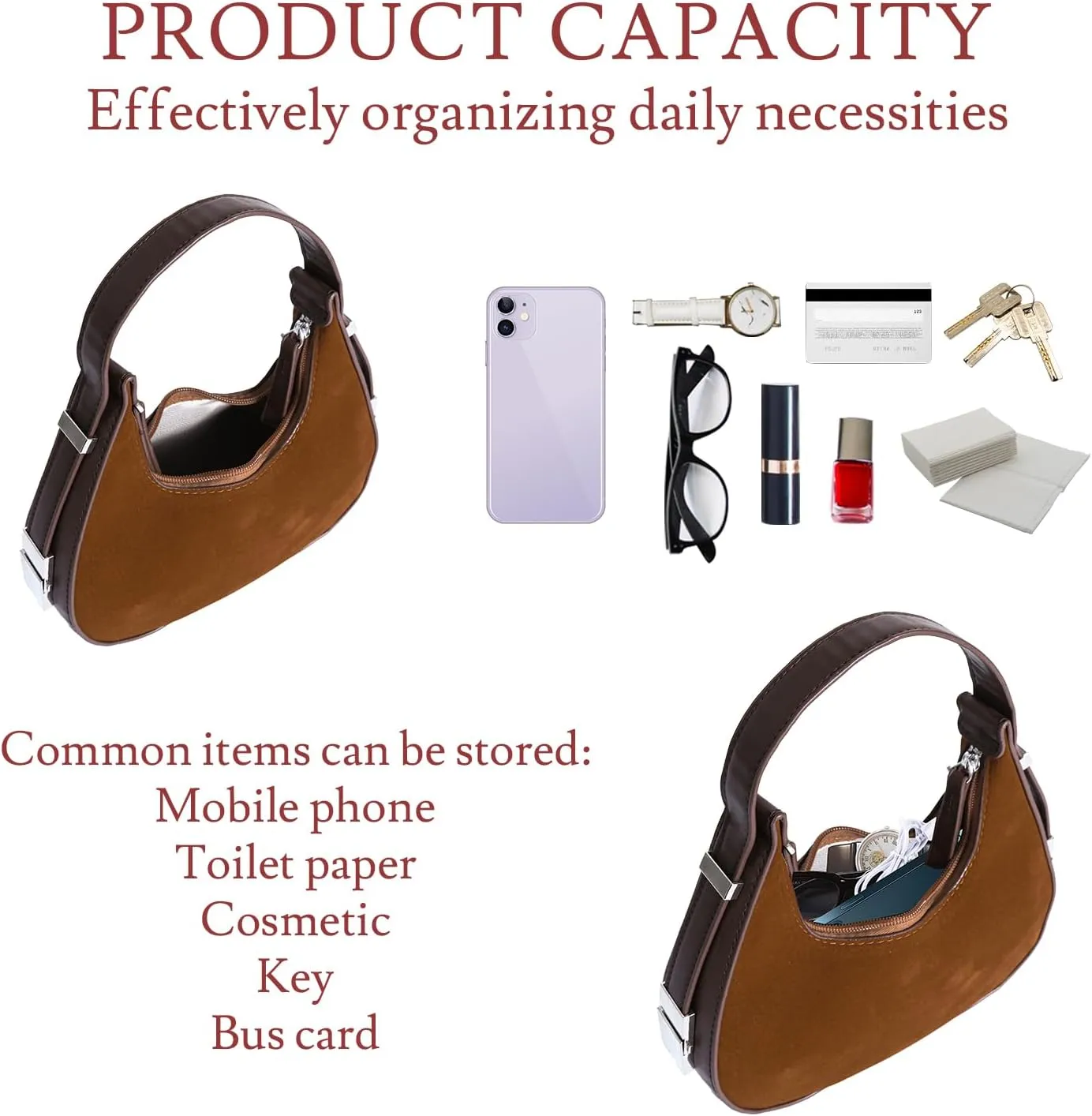 Shoulder Bag Crescent Retro Y2k Hobo Handbags 90s Underarm Purse Bag Fashion Clutch Purses for Women