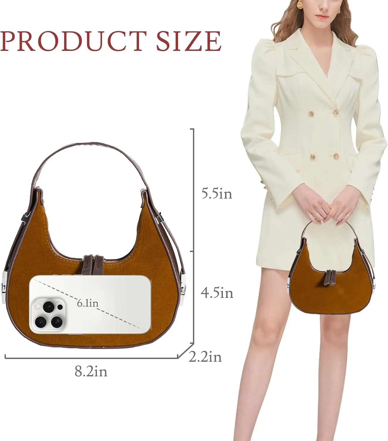 Shoulder Bag Crescent Retro Y2k Hobo Handbags 90s Underarm Purse Bag Fashion Clutch Purses for Women