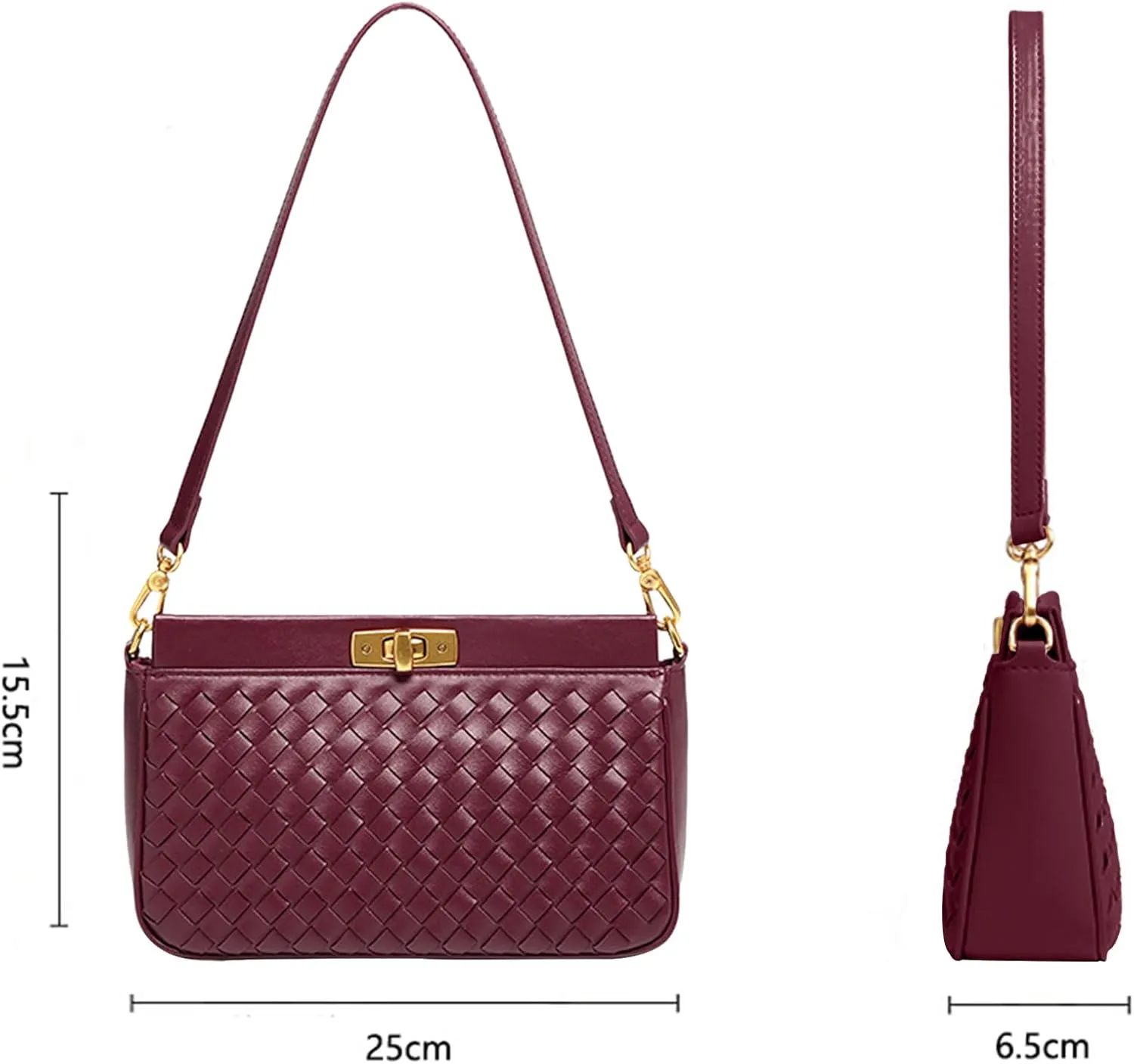 Shoulder Bag for Women Weave Bags Lightweight Tote Bags Vegan Leather Handbags Handmade Cute Bags Sling Purse with Pocket