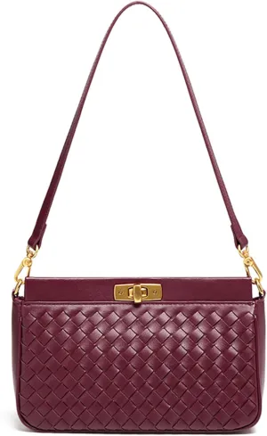 Shoulder Bag for Women Weave Bags Lightweight Tote Bags Vegan Leather Handbags Handmade Cute Bags Sling Purse with Pocket