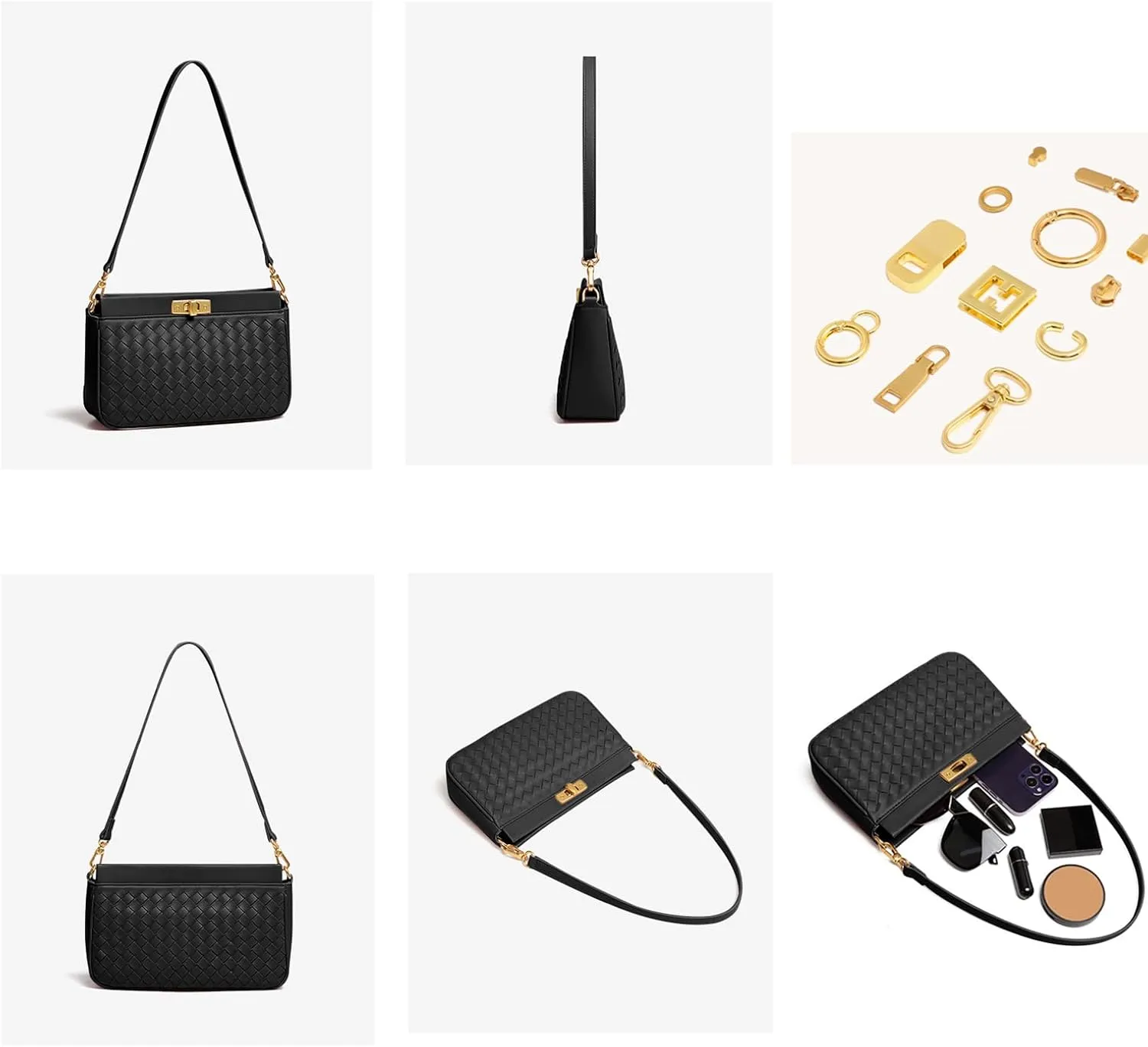 Shoulder Bag for Women Weave Bags Lightweight Tote Bags Vegan Leather Handbags Handmade Cute Bags Sling Purse with Pocket