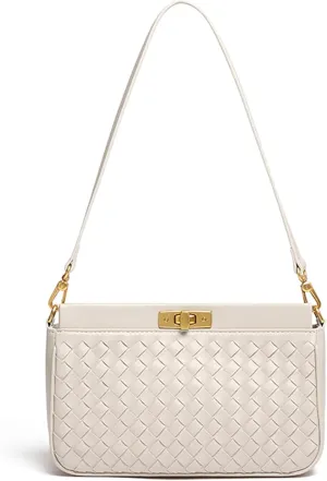 Shoulder Bag for Women Weave Bags Lightweight Tote Bags Vegan Leather Handbags Handmade Cute Bags Sling Purse with Pocket