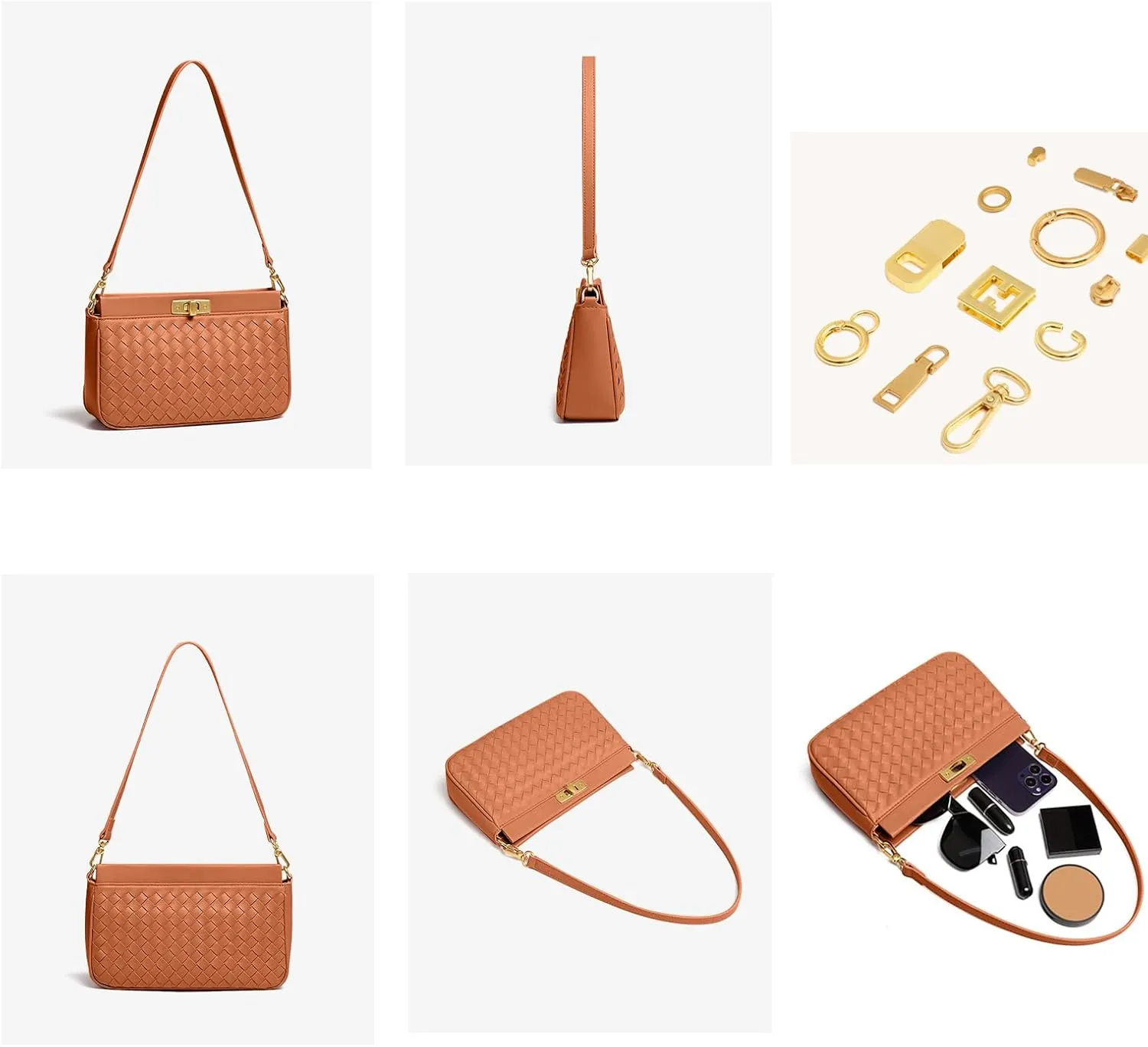 Shoulder Bag for Women Weave Bags Lightweight Tote Bags Vegan Leather Handbags Handmade Cute Bags Sling Purse with Pocket