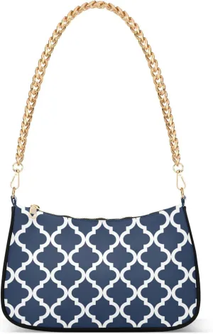 Shoulder Bags for Women Navy Blue Geometric Lattice Baroque Hobo Tote Handbag Small Clutch Purse with Zipper Closure32