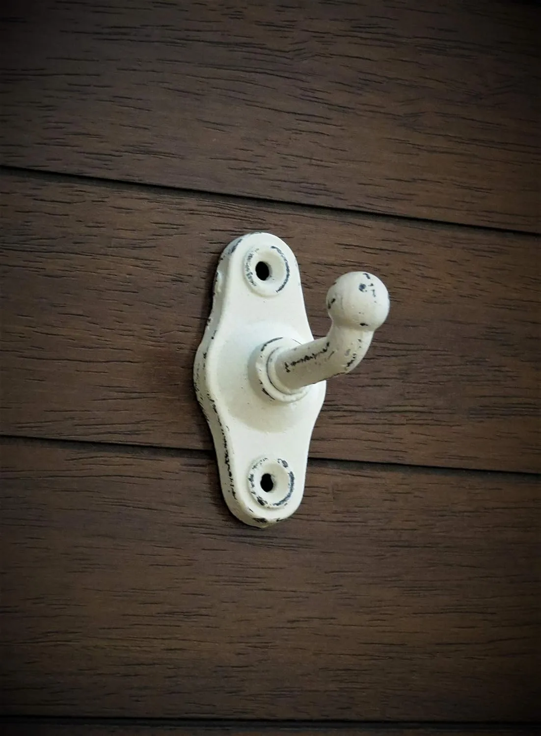 Simple Small Wall Hook/Cast Iron Hanger/Antique White or Pick Color/Distressed Rustic Style/For Bathroom Towels, Keys, Robes, Purses