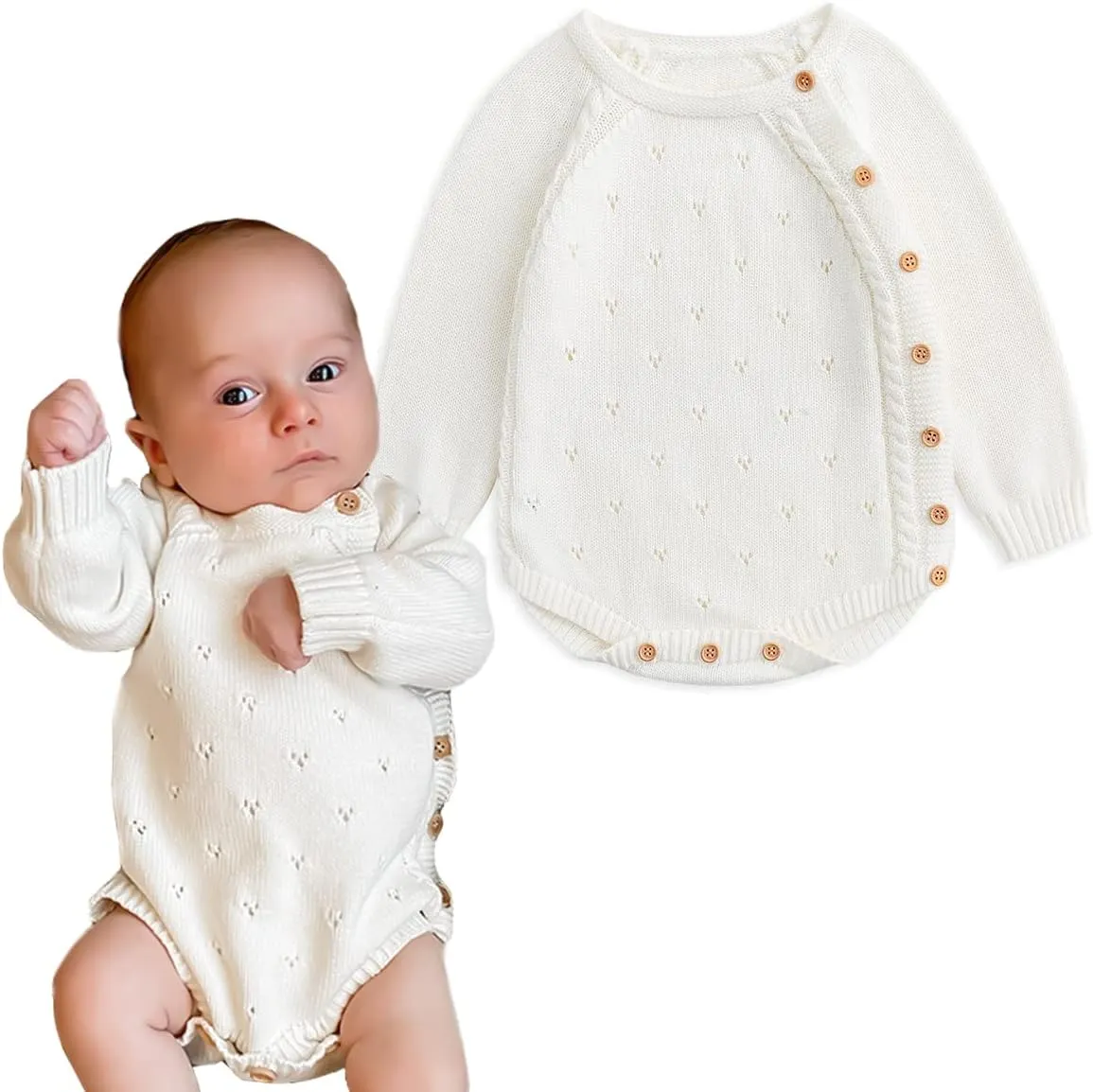 Simplee kids Baby Boys’ Girls’ Knitted Romper Jumpsuit Long Sleeve Onesie Bodysuits One Piece Outfits Sweater