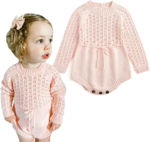 Simplee kids Baby Boys’ Girls’ Knitted Romper Jumpsuit Long Sleeve Onesie Bodysuits One Piece Outfits Sweater