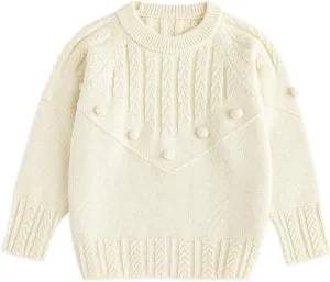 Simplee kids Baby Girl Knit Sweater Round Neck Long Sleeve Toddler Pullover Sweatshirt Fall Winter Clothes 2T-6T