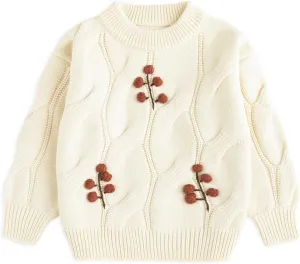 Simplee kids Baby Girl Knit Sweater Round Neck Long Sleeve Toddler Pullover Sweatshirt Fall Winter Clothes 2T-6T
