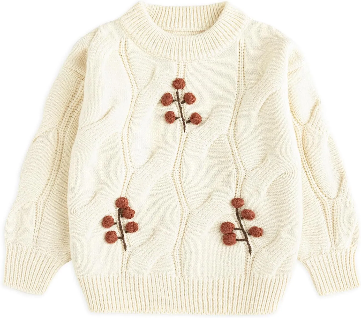 Simplee kids Baby Girl Knit Sweater Round Neck Long Sleeve Toddler Pullover Sweatshirt Fall Winter Clothes 2T-6T