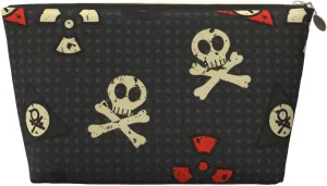 Skull Warning Danger Symbol Small Makeup Bag For Purse,Leather Cosmetic Bags For Girls Women Zipper Travel Toiletry Pouch Makeup Bags