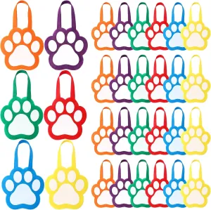 Skylety 30 Pcs Dog Paw Print Gift Bags 9.8 x 9.8 Inches Puppy Themed Non Woven Gift Handbags Dog Paw Party Favor Bags Goody Candy Handbags for Party Supplies Decor