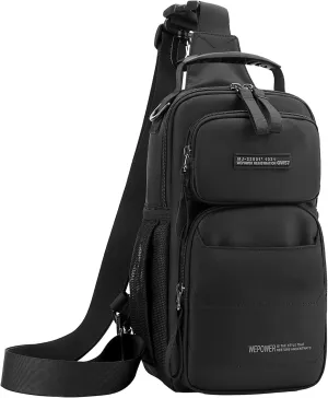 Sling Bag for Men Travel Lightweight Multi-pocket Crossbody Shoulder Bags Convertible Sling Backpack Chest Bag Men(Black)
