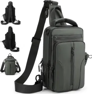 Sling Bag for men,Crossbody Bag Men,Crossbody Bag for Hiking Daypack, Small Backpack with Convertible Shoulder Strap (Green)