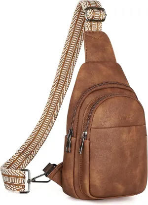 Sling Bag for Women, Crossbody Bags Purse for Women Trendy Vegan Leather Chest Bag with Adjustable Guitar Strap