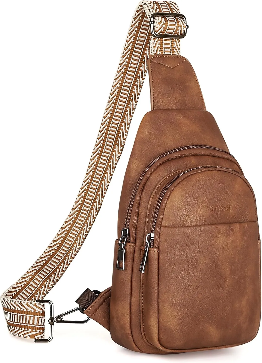 Sling Bag for Women, Crossbody Bags Purse for Women Trendy Vegan Leather Chest Bag with Adjustable Guitar Strap