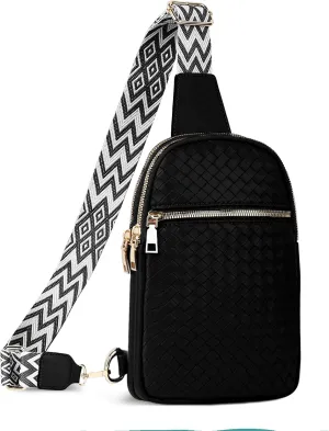 Sling Bag for Women Vegan Leather Fashionable Fanny Pack Crossbody Bags for Women Chest Bag for Travel black
