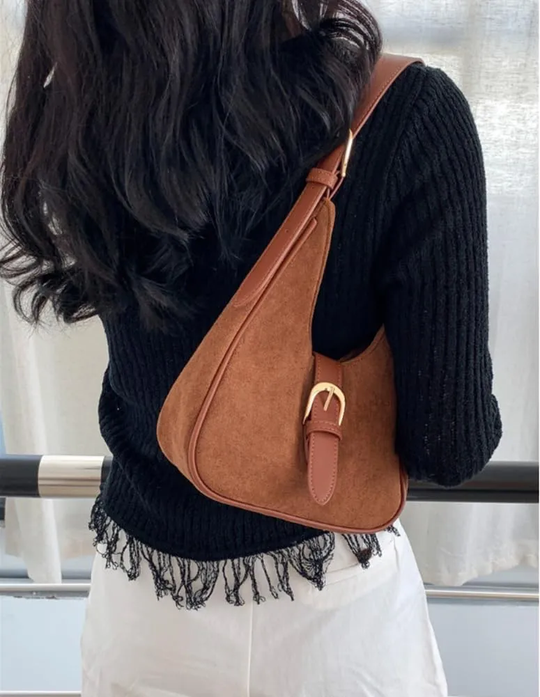 Slouchy Hobo Bags Women Retro Suede Underarm Shoulder Bag Crossbody Purse Crescent Satchels Top-Handle Tote Handbag 2024