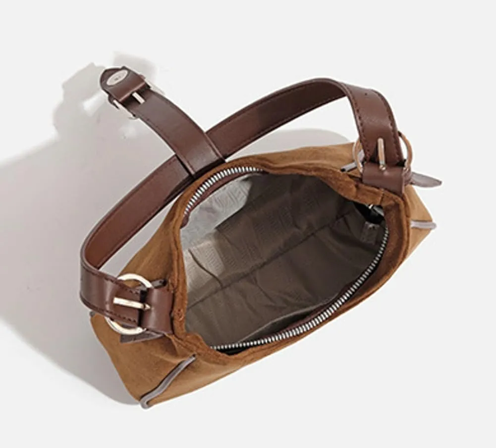 Slouchy Hobo Bags Women Retro Suede Underarm Shoulder Bag Crossbody Purse Crescent Satchels Top-Handle Tote Handbag 2024