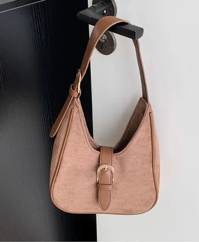 Slouchy Hobo Bags Women Retro Suede Underarm Shoulder Bag Crossbody Purse Crescent Satchels Top-Handle Tote Handbag 2024