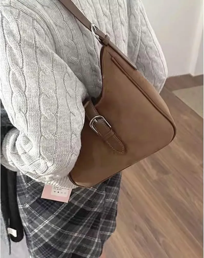 Slouchy Hobo Bags Women Retro Suede Underarm Shoulder Bag Crossbody Purse Crescent Satchels Top-Handle Tote Handbag 2024