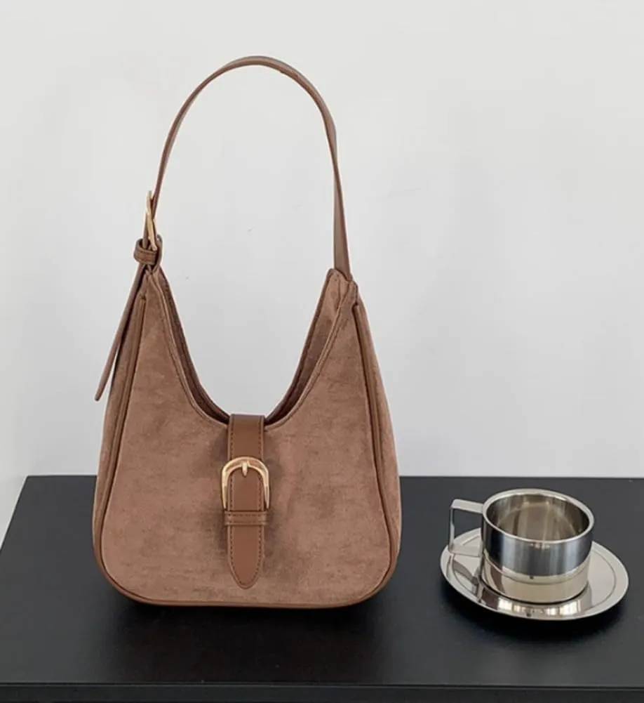 Slouchy Hobo Bags Women Retro Suede Underarm Shoulder Bag Crossbody Purse Crescent Satchels Top-Handle Tote Handbag 2024